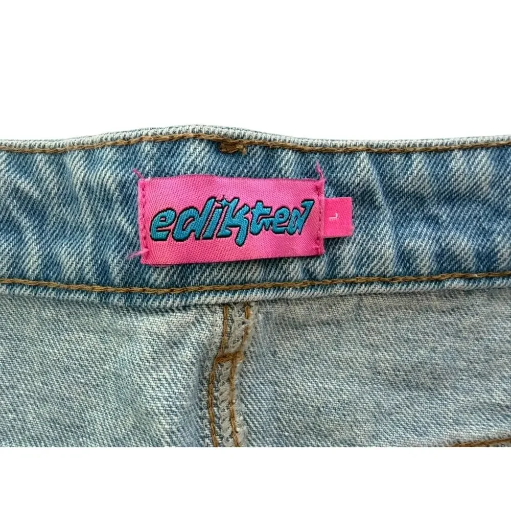 EDIKTED Chiara Micro Jean Skirt Size Large Denim Mini Cheeky